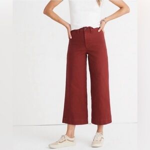 Madewell Red Emmet Crop Wide Leg Pants